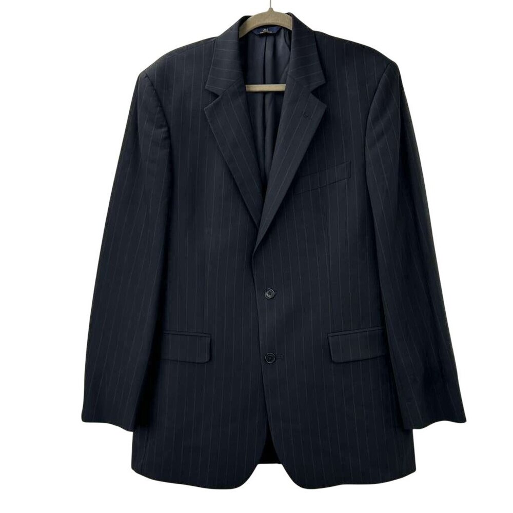 Brooks Brothers 346 Men's 40 LG Stretch Wool Blend Blue Pinstripe Jacket Blazer